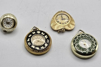 4X Vintage Gold Tone Pendant Watches Lucerne Sorna - Untested - Sold as is Swiss
