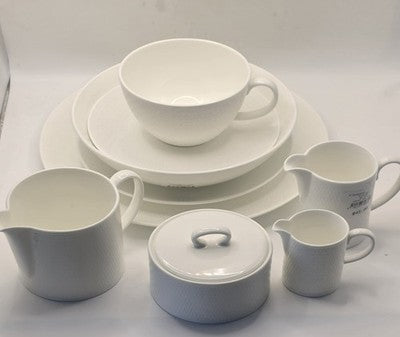 Wedgwood Gio White Bone China Dinnerware Tea Coffee Serving Set Intaglio Texture