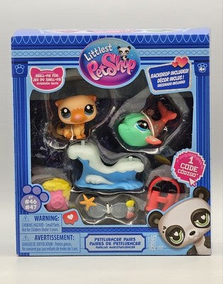 NEW Littlest Pet Shop G7 Shell-fie Fun Petfluencer Pairs Otter #47 Dolphin #46
