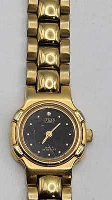 Vintage Citizen Women’s Quartz Watch – Black Dial with Diamond Accent – Not Work