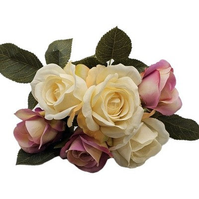 6pcs Artificial Rose Bouquet Cream Pink Faux Flowers Wedding Home Decor