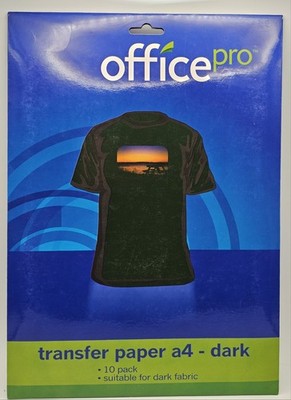 Office Pro Dark Fabric Iron-On T-Shirt Transfer Paper A4 - 10 Pack