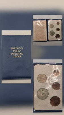 1971 Britain's First Decimal Coins Set Blue Wallet Folder