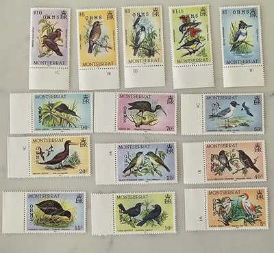 1985 Montserrat, Yvert n. 56/69, Birds Overprint OHMS - MNH**