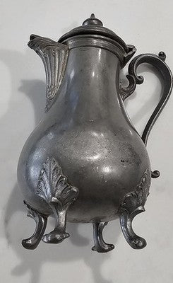 Antique James Dixon & Sons Sheffield Pewter Teapot, Footed Pear-Shape