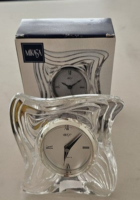 Mikasa Emotion 5.5" Crystal Desk Clock WX242/680, Made in Germany/Japan NIB
