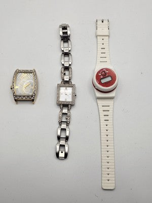 Lot of 3 Assorted Women's Wrist Watches – Guess & Others – For Repair / Spare Pa