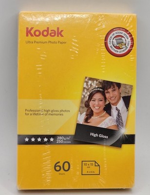 New Sealed Kodak Ultra Premium High Gloss Photo Paper 4x6 60 Sheets 280g/m²