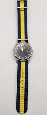 Stuhrling Original 886.01 Men's Silver-Tone Black Dial NATO Strap Work- No Crown