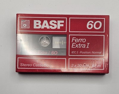 BASF 60 FERRO EXTRA I Stereo Cassette Tape 2X30 min. 88m SEALED New