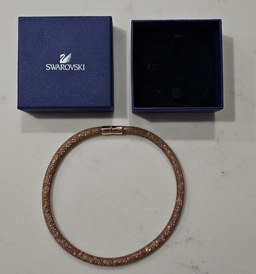 Swarovski Stardust Golden Crystal Deluxe Bracelet Magnetic Clasp With Blue Box