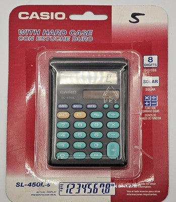 Casio SL-450L 8-Digit Solar Calculator With Hard Case NEW Sealed