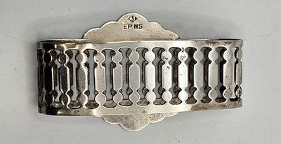 Antique EPNS Cutout Napkin Ring Ornate Fretwork Design Scalloped