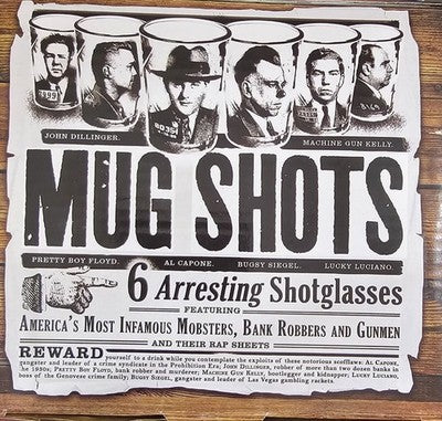Mug Shots - 6 Arresting Shotglasses of Infamous Gangster Mugshots Vintage New