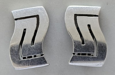 925 Sterling Silver Vintage Modernist Earrings - 12,7gr 3x1.7cm