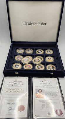 2012 Elizabeth II Diamond Jubilee Gold Plated Medal / Medallion Collection Boxed