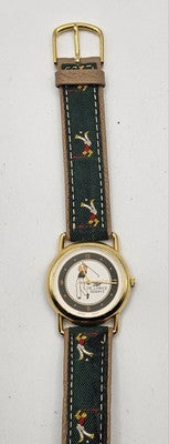 De Longe Golf-Themed Quartz Watch – Gold Tone Case – Canvas Strap – Working