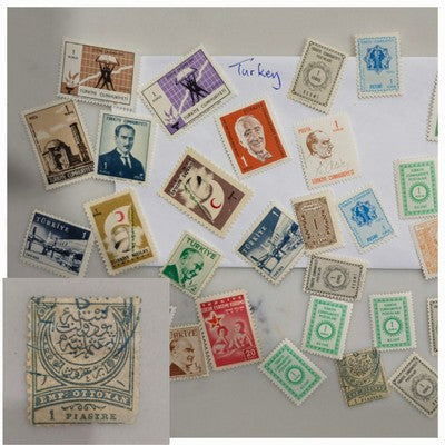 Turkey Kurus Stamp Lot - Official Resmi Early Issue (Mint Hinged) X42+1 Piastre
