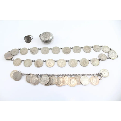 Mixed Grade Silver Coin Jewellery – Victoria & George V/VI 1/2 Crown x4 (87g)