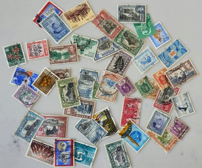 Vintage Collection of Used Postage Stamps from Ceylon #0420