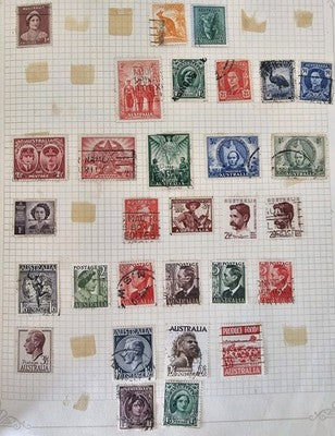 Vintage Australian Pre Decimal Incomplete Album Stamps