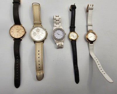 Ladies Fashion Watches Lot of 5 Quartz– Fossil, Hilfiger, CK & More – Working