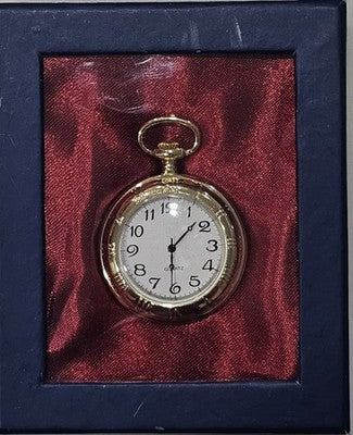 VINTAGE GOLD-TONE POCKET WATCH IN GIFT BOX - Working
