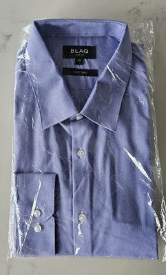 Blaq Slim Fit Easy Care Dress Shirt Size 43 Blue Textured NWT