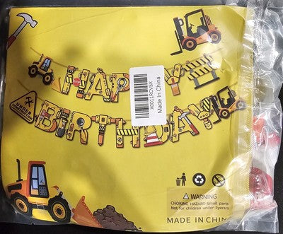 Construction Theme Happy Birthday Banner & Balloons Party Decorations Set