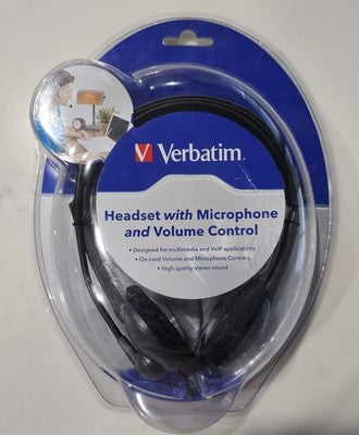 Verbatim Multimedia Headset with Microphone and Volume Control #41802 New Sealed