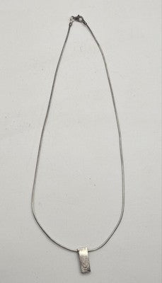.925 Sterling Silver Brushed Finish Pendant Snake Chain Necklace 7.15gr