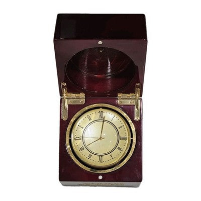 Harvard Business Publishing Gimbal Desk Clock & Globe in Mahogany Wood Box