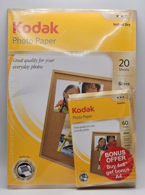 Kodak Premium Photo Paper A4 Gloss 20 Sheets Bonus 4x6" Everyday Photo Paper