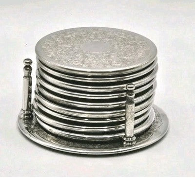 VINTAGE Silver-Plated LOT of 9 Coasters