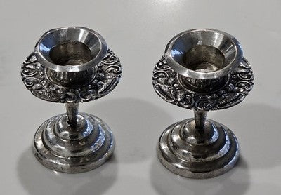 Antique Pair of Continental 800 silver Candle holders 8x6cm - 128gr