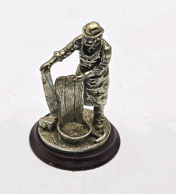 ENGLISH MINIATURES PEWTER FIGURINE LUMBERJACK WOODSMAN LOG AXE VINTAGE