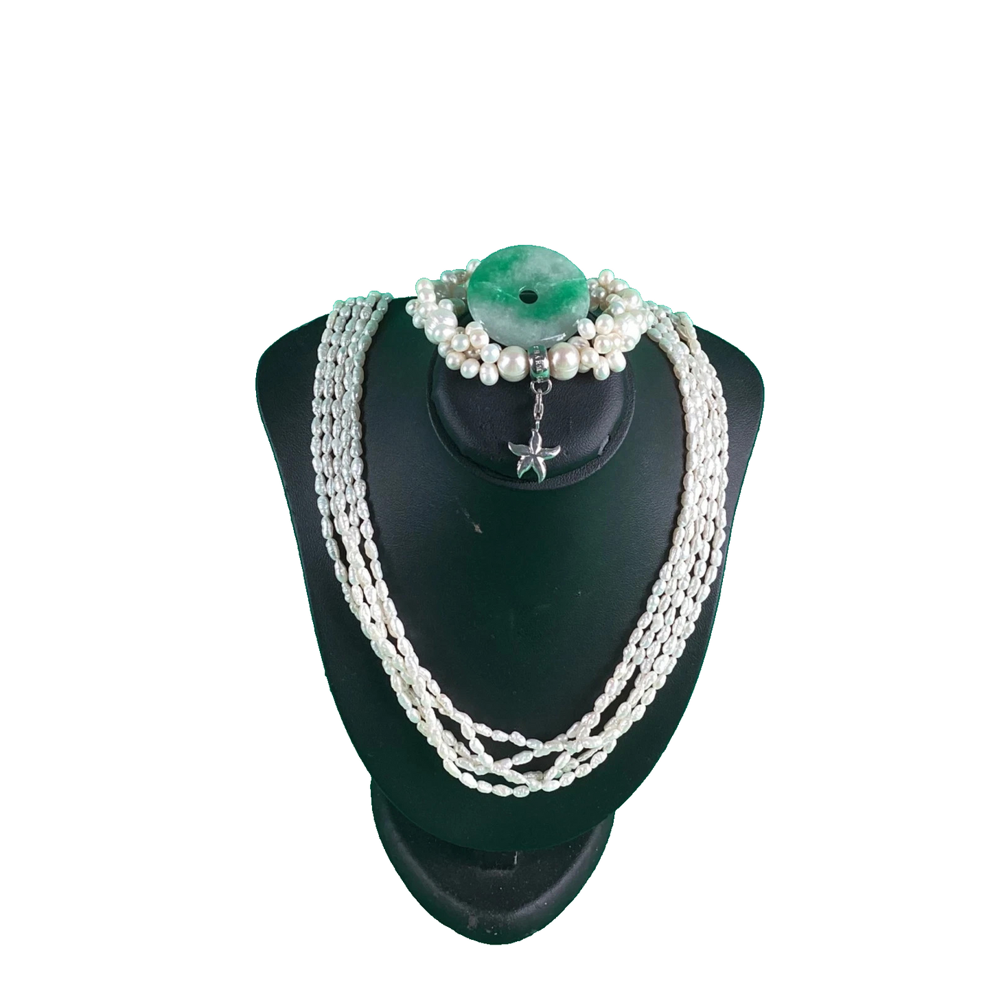 Thomas Sabo Bracelet, Freshwater Pearl Necklace, Green Stone Pendant