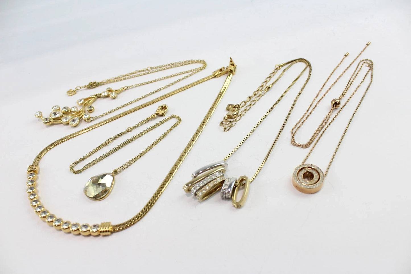 Swarovski Crystal Jewellery Gold Tone Rose Necklaces Signed Branded x 6