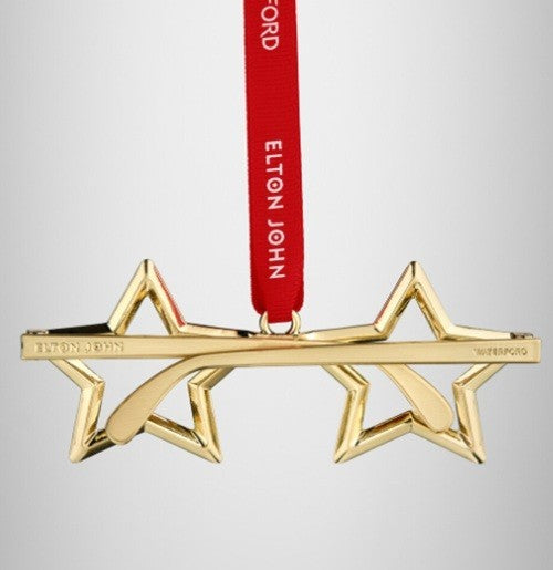 Waterford Elton John Golden STARS GLASSES Ornament - NEW IN BOX