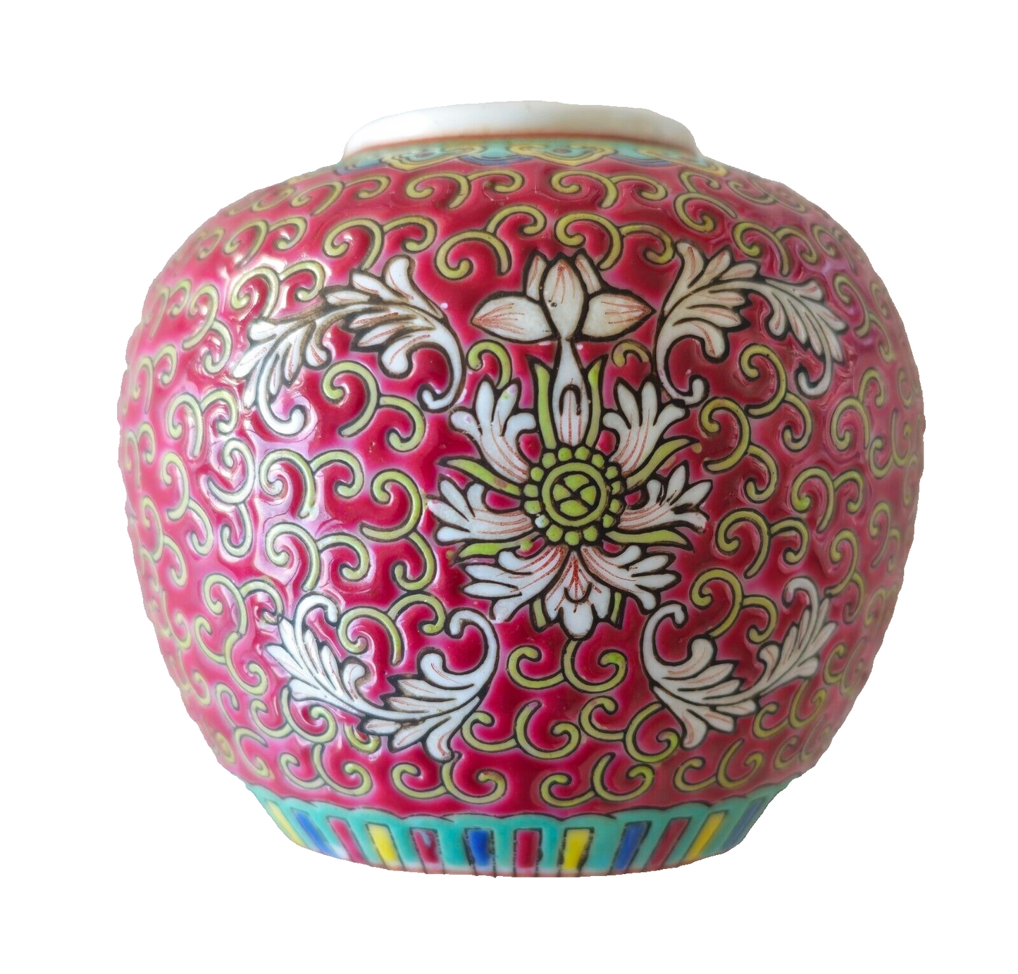Vintage antique Hand-Crafted Round Vase - 8cm tall