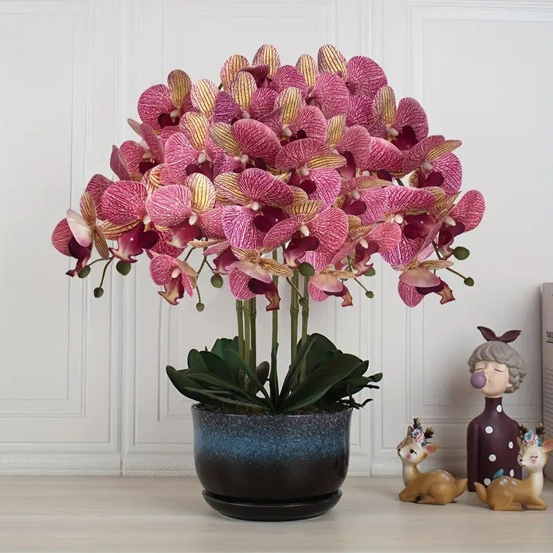3pcs 32"/81cm Artificial Phalaenopsis Flowers, Artificial Orchid Flowers Stem Pl