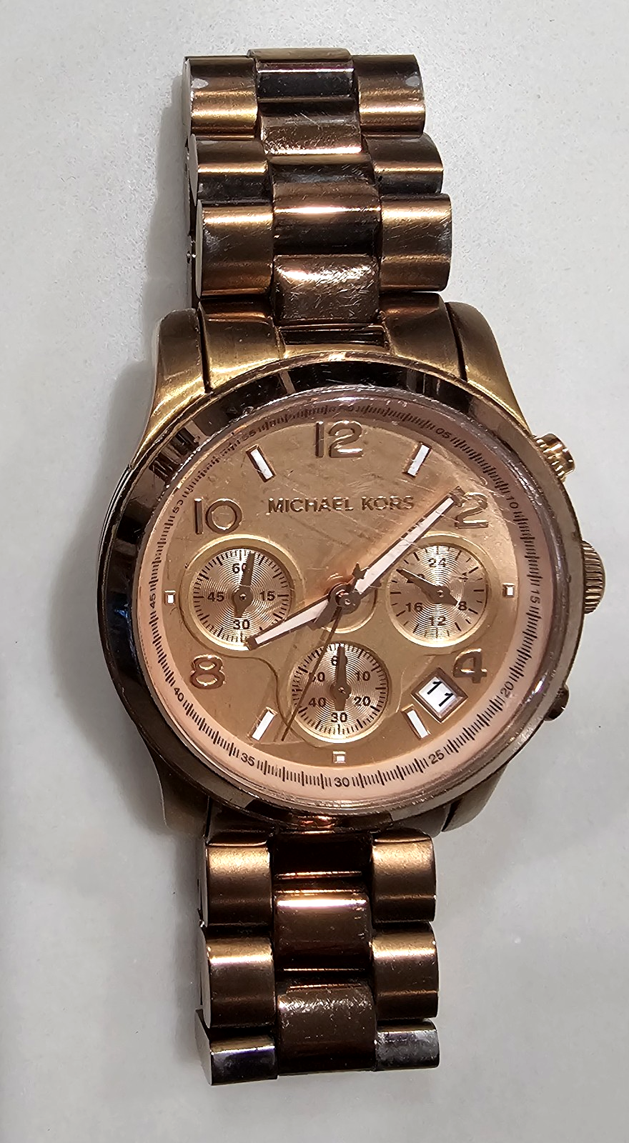 Michael Kors Women's Rose Gold-Tone Watch – MK-5128 – Quartz – Working Condition