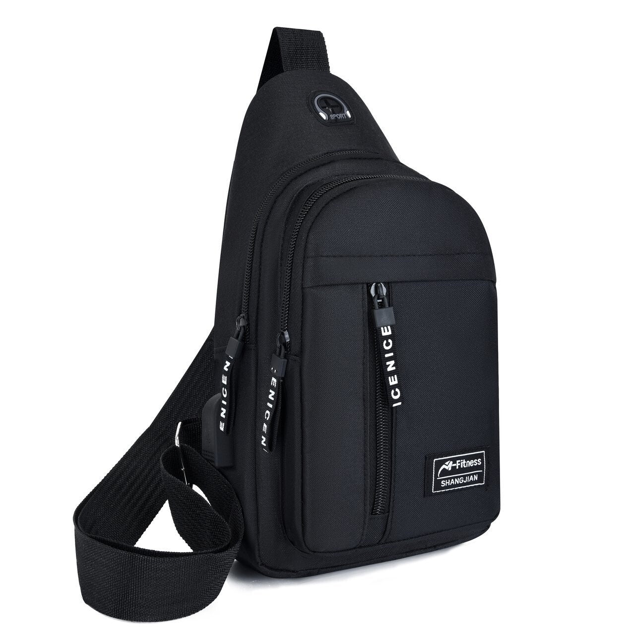 Fashion Lightweight Waterproof Cross Body Bag Medium Capacity Sport Hik- Black