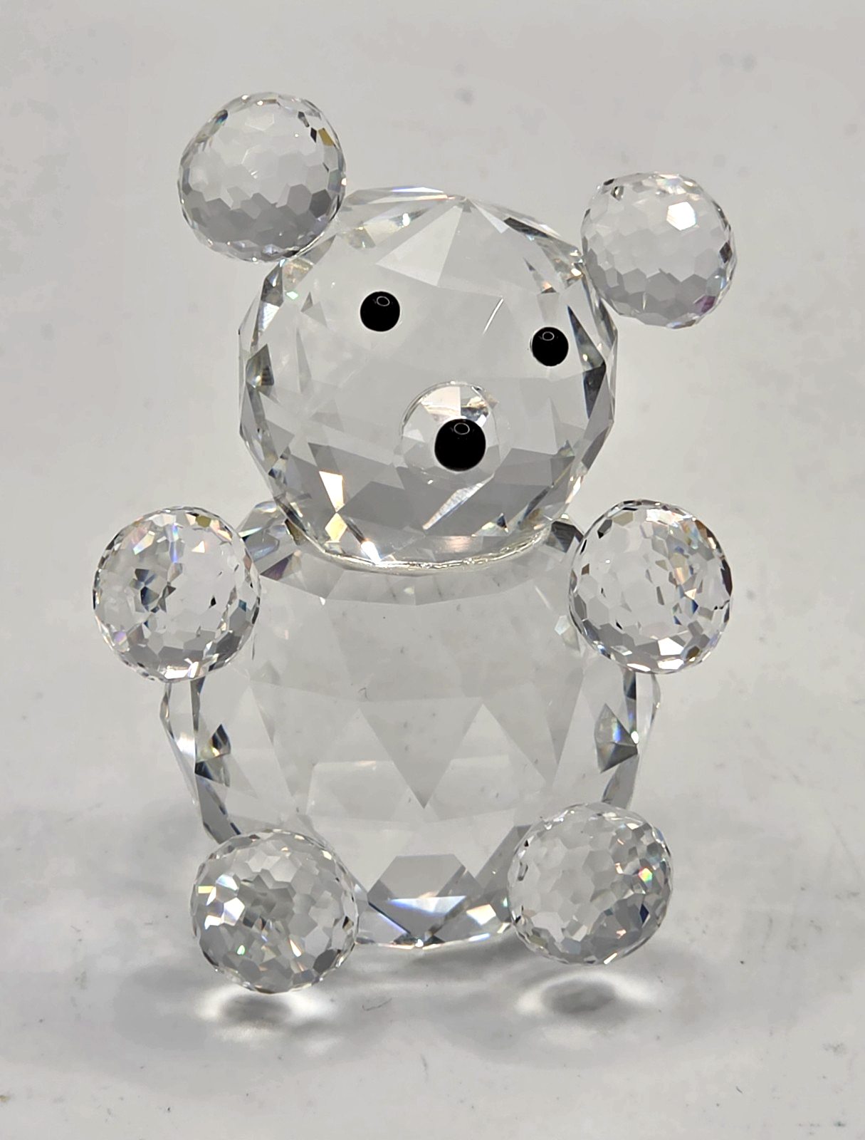 Swarovski Crystal Teddy Bear Figurine Miniature Clear Faceted Retired Glass Art