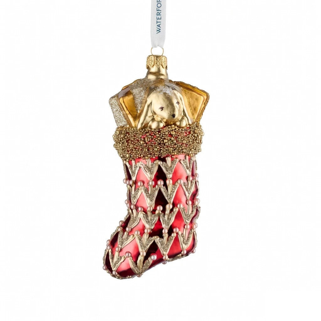 Waterford Holiday Heirlooms Red Stocking Crystal Christmas Ornament 1080349 New