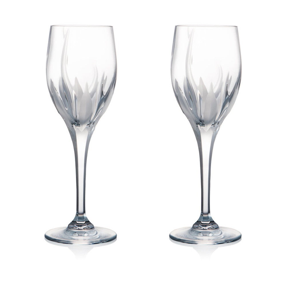 Rogaska Crystal Flame Red Wine Glass Set of 2 Premium Crystal Glasses