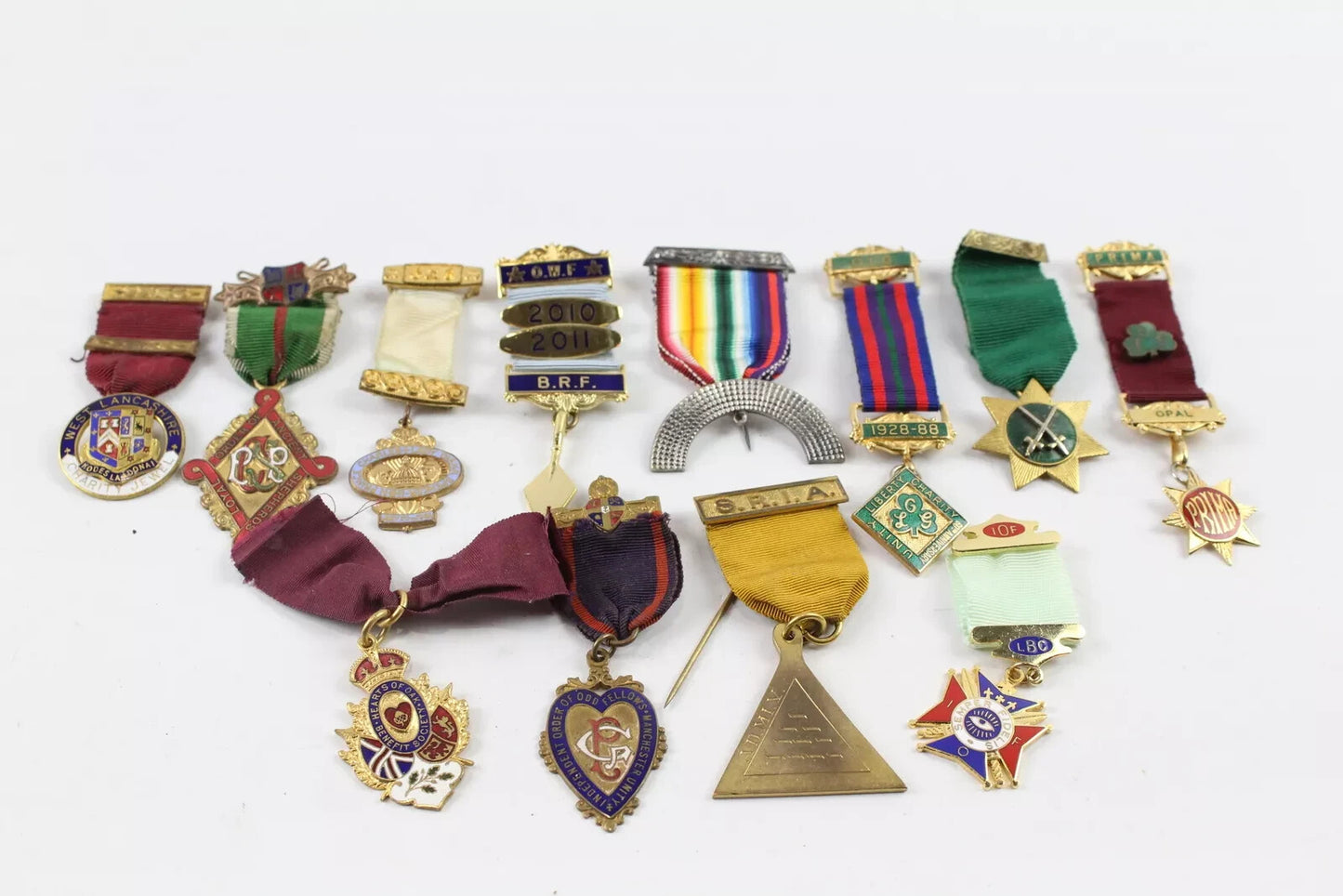 Jewels Inc Masonic West Lancashire Charity Hearts of Oak etc. x 12 #0220-4