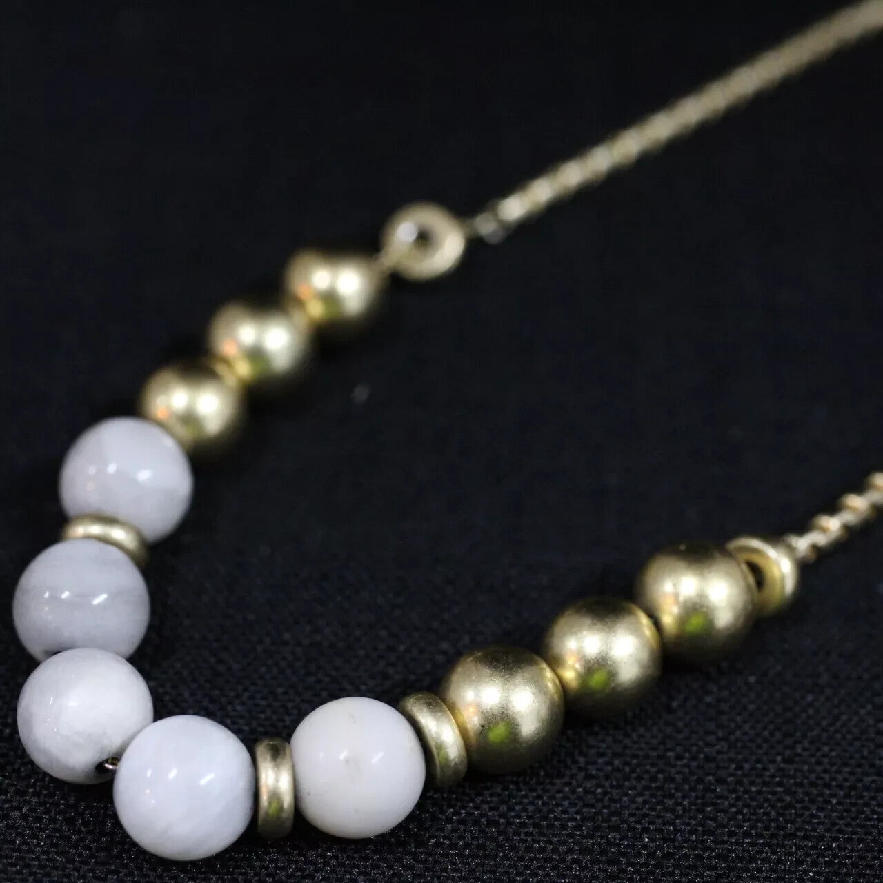 Mimco Yellow Gold & Grey Beaded Bracelet