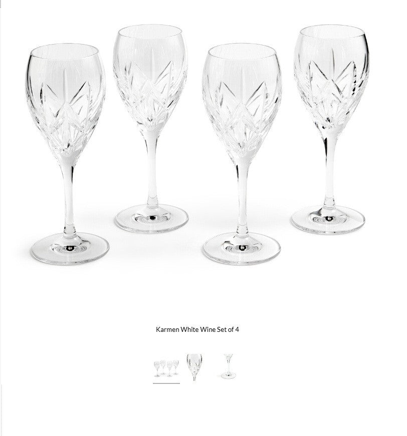 Royal Doulton- Karmen x4 Wine S/4 Verre Crystal Glass Set Code 1066302
