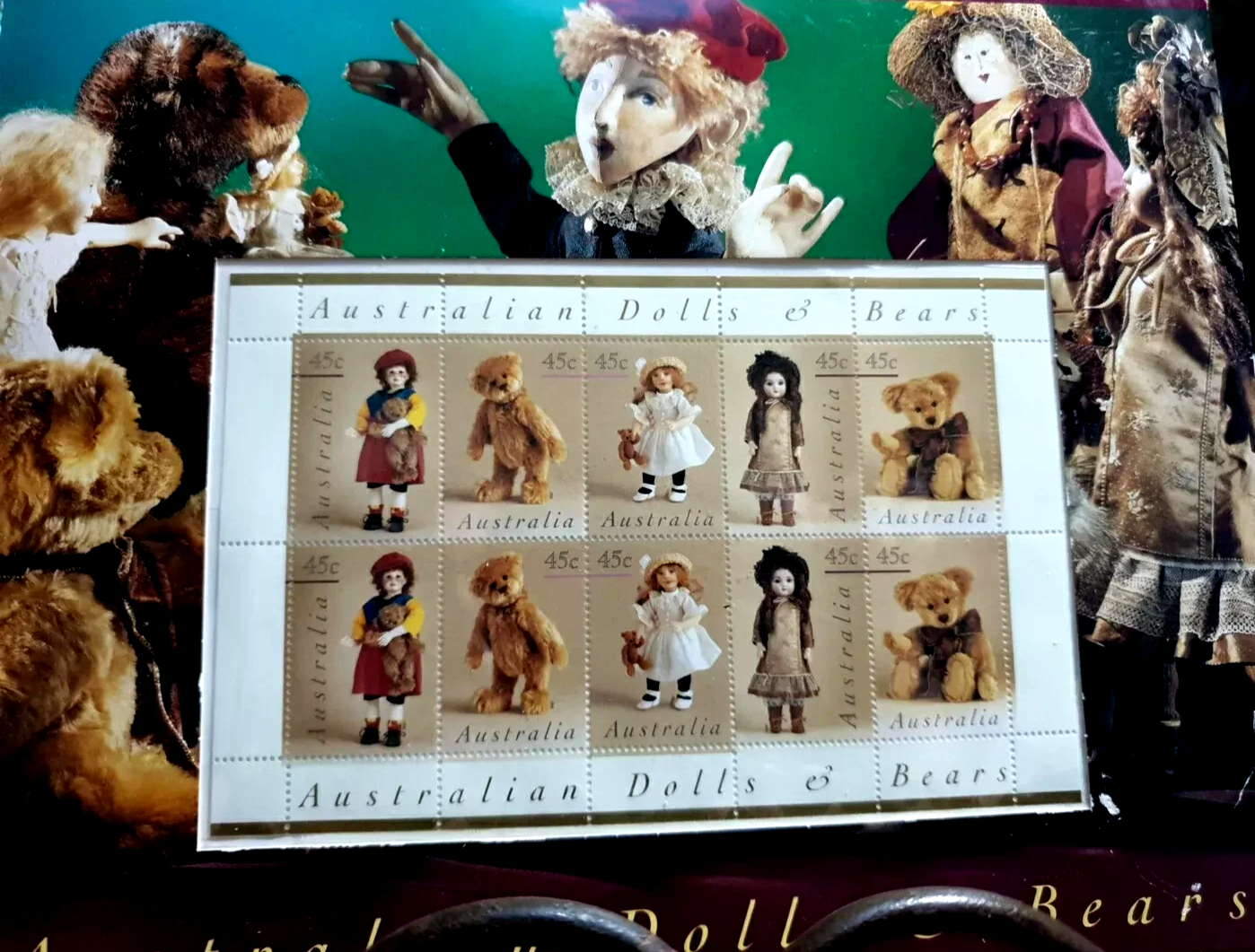 Australian Dolls and Bears Stamp collection NEW SEALD